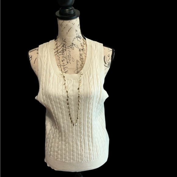 Marled Tops - Marled Ivory Cable Knit Tank Top XL